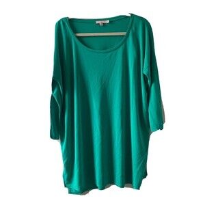 Calypso St. Barth Womens Size Medium Green Scoop Neck Stretch Tunic Top Blouse